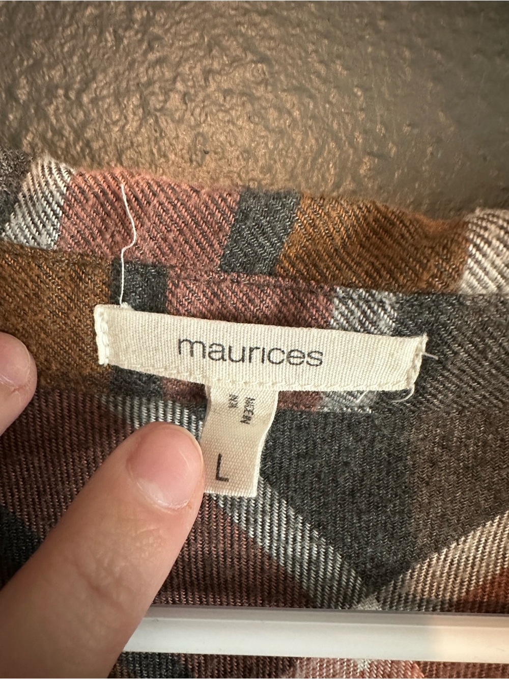 Maurices Plaid Button-Down Shirt - Orange & Gray - Picture 3 of 4